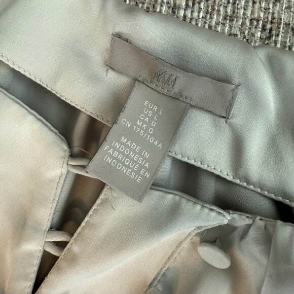 H&M Light Gray Silk Blouse Shirt L - Picture 3 of 3